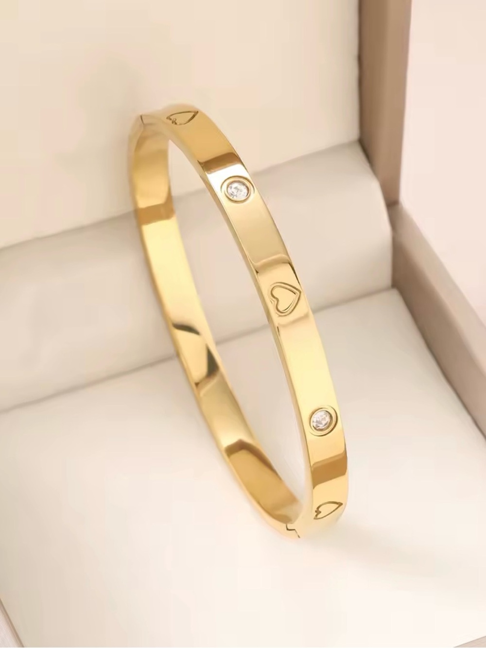 3 pc 18K Gold Plated Stainless Steel Stackable Bracelets. - Picture 2 of 4